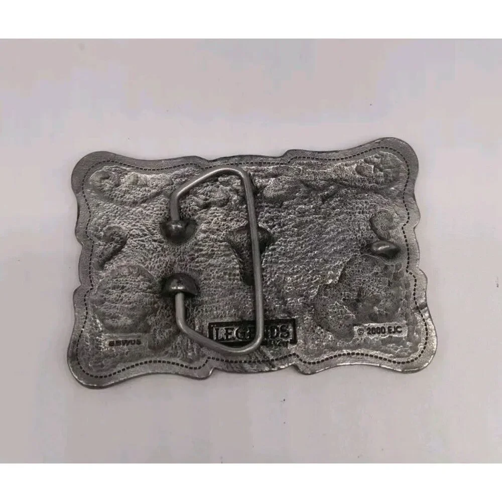 Western Legends Lone Star Long Horn Silver Tone Belt Buckle